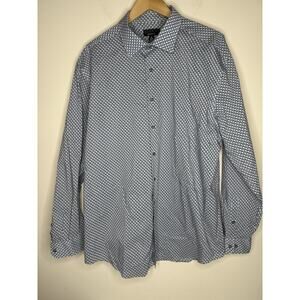 Alfani Mens Size XL Button Down Shirt Regular Fit Long Sleeve Geometric 17-17.5